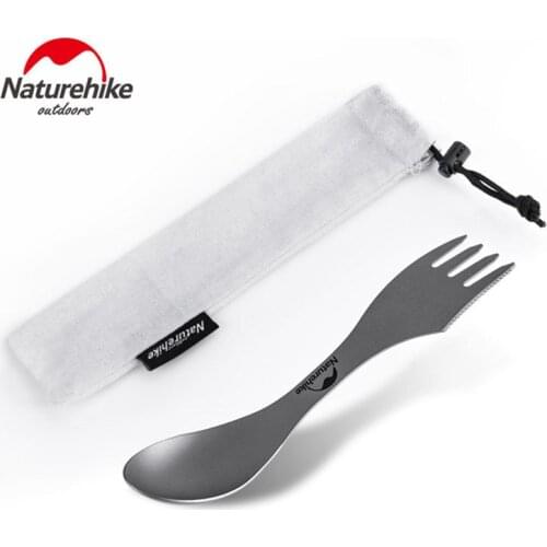 NatureHike Titanium Multitool Fork Knife Spoon 3 in 1 Spork Ultralight Multifunction Dinner Flatware for Camping Hiking Cutlery