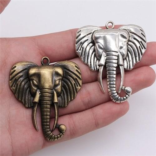 WYSIWYG 2pcs 54x47mm Elephant Pendants DIY Jewelry Findings Elephant Pendants Charm Elephant Pendants Jewelry Accessories