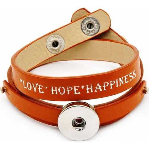 Snap Leather Wrap Bracelets for Women Jewelry PU Leather Bracelet Jewelry LOVE HOPE HAPPINESS Letters Fashion Female Pulseras
