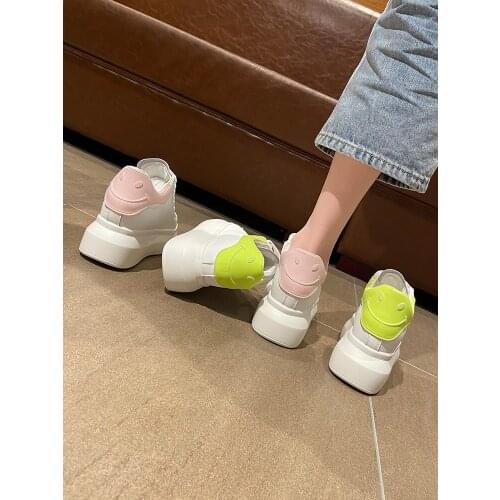 White shoes women summer inside Increase 3cm 2021 new sneakers summer for women Platform Lace-Up Flats shoes female autumn