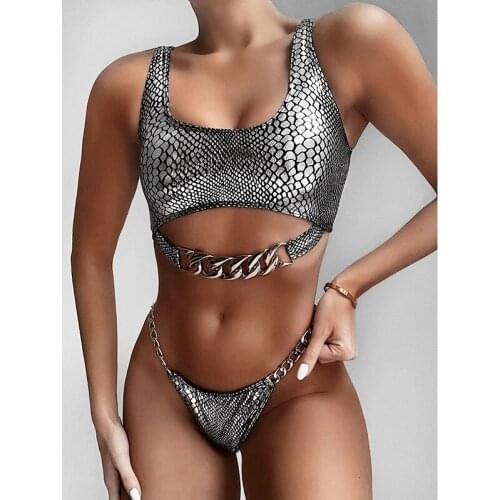 2021 New Sexy Bikini Women Swimsuit Push Up Swimwear Female Snakeskin Printed Brazilian Bathing Suits Beach Wear Swimsuit Women