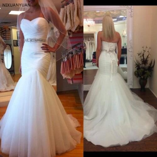 Plus Size Mermaid Wedding Dresses 2021 Sweetheart Sashes Beading Luxury Vestido De Novia Bride Dresses Wedding Gown