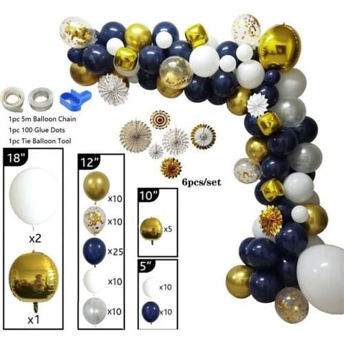 Starry night Blue ink Blue navy blue balloon chain adult birthday party background wall decoration banquet layout decoration