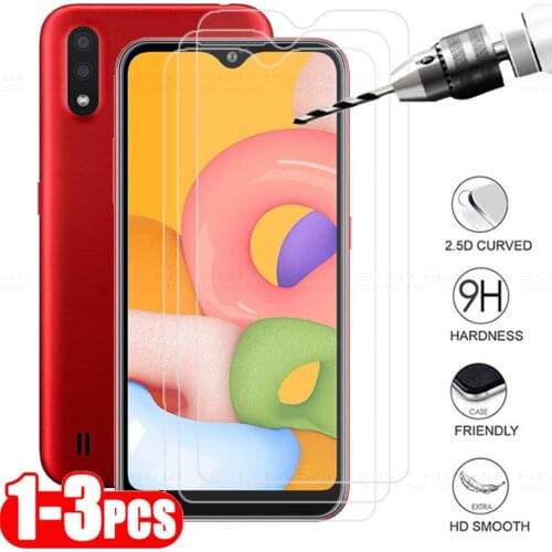 1-3pcs protective glass for samsung a01 protector on for samsung galaxy a 01 a01 01a a015f a015g tremp glasses film 5.7"