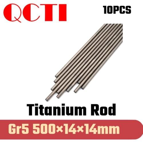 10pcs Gr5 14mm dia x 500mm length Titanium Alloy Round Bar Rod Industry Machine Use DIY Anti-corrosion Material