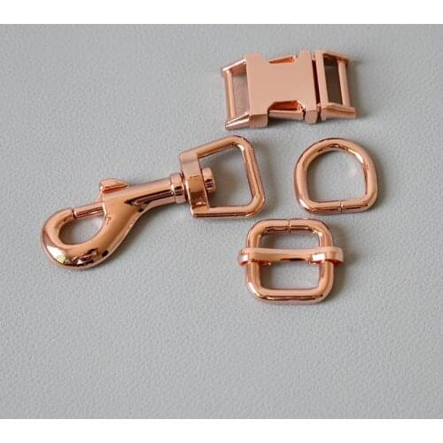 100 set metal buckle adjuster buckle D ring metal dog clasp 15mm webbing metal slider DIY pet collar strap bag belt accessory