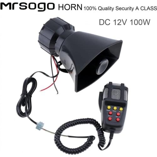 100W 7 Sound Durable Car Electronic Warning Siren Motorcycle Alarm Firemen Ambulance Loudspeaker with MIC