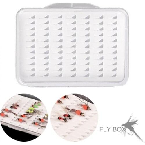 11 * 7.6cm High Portable Quality Fly Fishing Hooks Box Foam Waterproof Durable Fishing Gear Transparent Pesca with 77 Grids