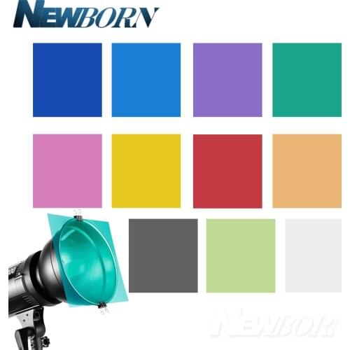 11PCS Flash Standard Cover Transparent Color Correction Light Gel Filter Film Sheet for Photo Studio LED Strobe Flashlight