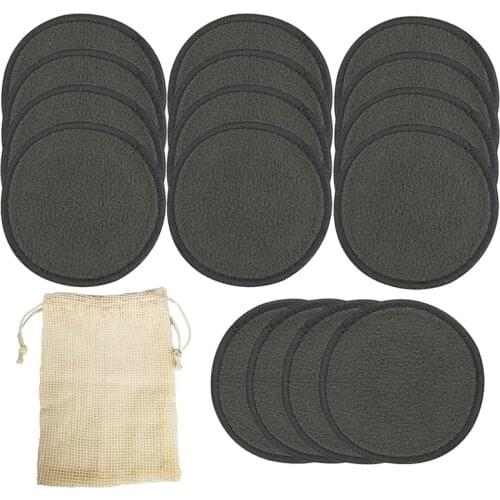 SOUTH FIN 16Pcs Reusable Bamboo Cotton Make Up Remover Pads Washable Triple Layer Facial Skin Care Wipe Pads Cleaning Pad