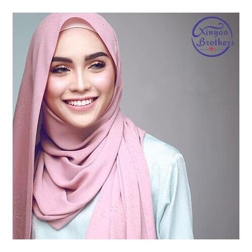 2018 women Golden bubble chiffon scarf hijab wrap printe solid color shawls headband muslim hijabs scarves Cloud Hijab Scarf