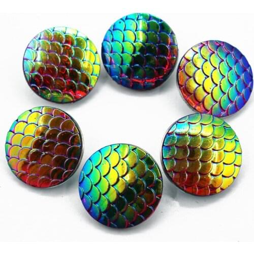 50pcs/lot Resin Scale Snap Buttons Replaceable Buttons Jewelry Fit 18mm/20mm DIY Snap Bracelet for DIY Making