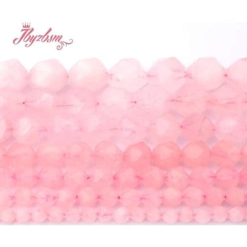 6,8,10,12,14,16,18mm Faceted Cube Bead Roses Quartz Natural Stone Beads For DIY Necklace Jewelry Making Strand 15" Free Shipping