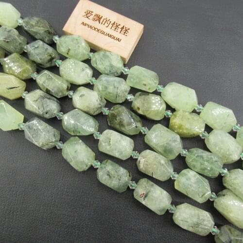 APDGG Natural Green Prehnite 20x26mm Faceted Oval Freeform Nuggets Beads Gemstone 16" Jewelry Making DIY