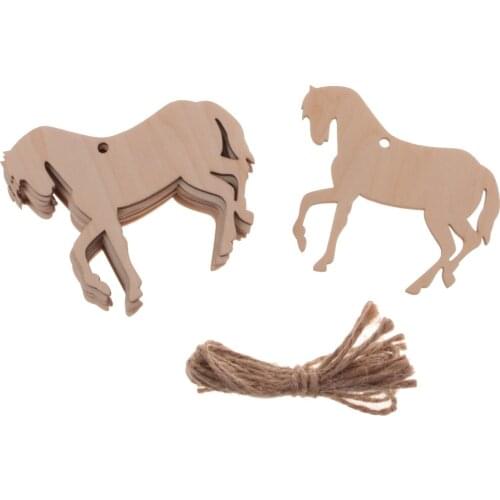 10Pcs MDF Wood Horse Shape Craft Tag Scrapbooking Decor DIY Wood Piece