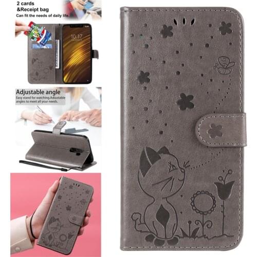 Cat Cases For cellular Xiaomi 9 Lite Case Telefoon Cover telefoon Poco F1 10T 5G 9T X3 NFC Pro M3 PU Leather Book Phone Shell