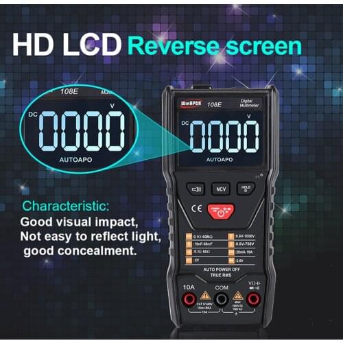 WinAPEX 108E 6000 Counts Automatic Scanning True RMS Digital Multimeter Automatic Identification Test AC/DC Voltage Measurement