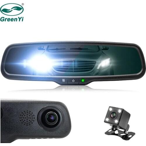 GreenYi HD 5 Inch IPS LCD Screen 1080P Auto Dimming Anti-Glare Car DVR Bracket Mirror Monitor Camera Digital Video Recorder