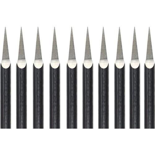 HUHAO 10pcs 3.175mm Dia., 10 Angle, 0.2mm Tip, 3 Edge Carbide Woodworking Tools, Engraving Bits for CNC Router Machine