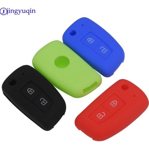 Jingyuqin for Nissan Qashqai Key Protector 2 Buttons Silicone Fob Remote Key Case Cover Shell