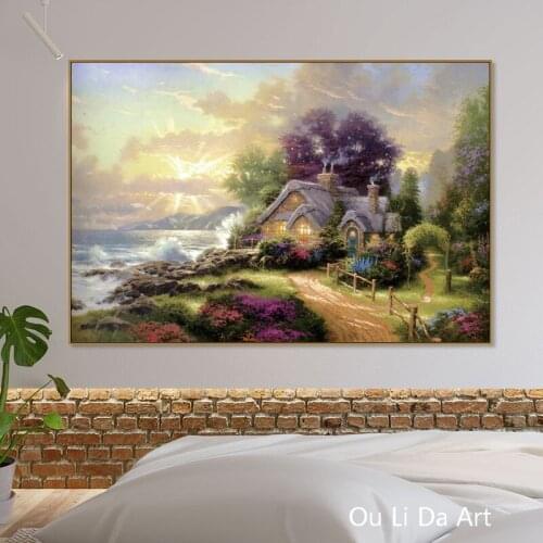 No frame HD Thomas tree water house landscape canvas printings oil painting printed on canvas home wall art decoration picture