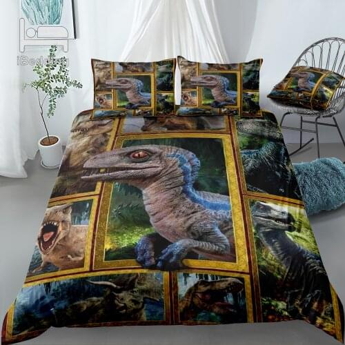 Cute Dinosaur Animal Bedding Set Duvet Cover with Pillowcase Bed Set Luxury Twin Full Queen King Dropshipping