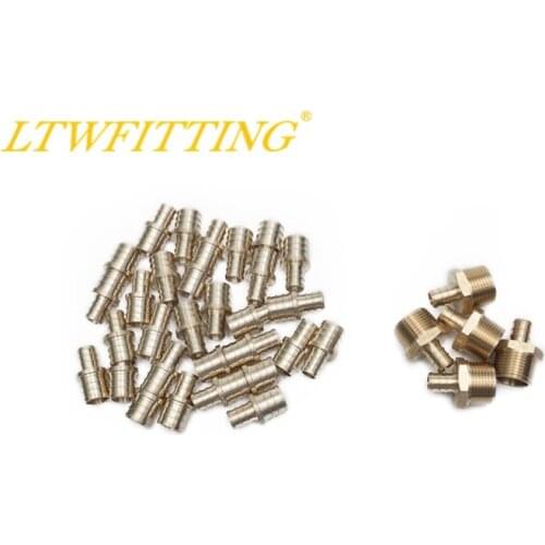 LTWFITTING Value Pack Lead Free Brass 1/2" PEX x 3/4" Male NPT Crimp Adaptor and PEX Reducing Coupling