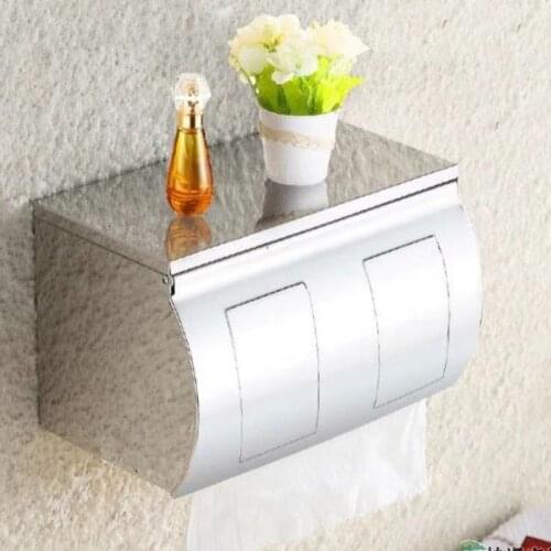 Toilet Tissue Box Stainless Steel Toilet Paper Box Non-Perforated Roll Paper Paper Extraction Box Paper Box Waterproof Thickened