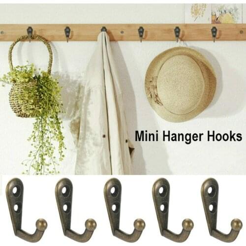 5pcs Single Prong Hook Mini Size Wall Mounted Retro Cloth Hanger for Coats Hats Towels Keys Clothes Door Hanger Home Decoration