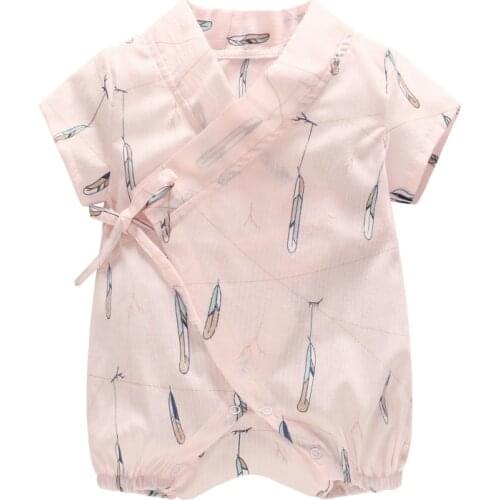 Summer Cotton Floral Kimono Style Baby Clothes Boys and Girls Rompers Newborn Outfits Infant Jumpsuit Toddler Overalls Unisex