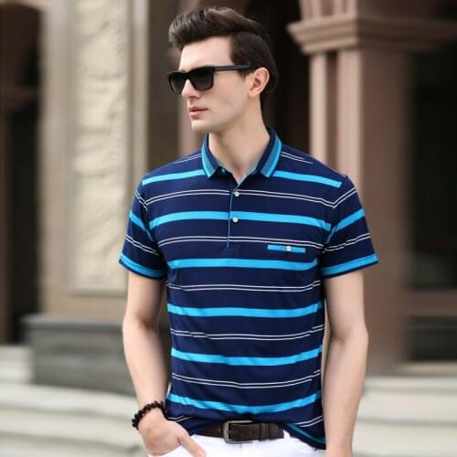 Summer Faoums Designer 2020 New Mens Classic Striped POLO Shirt Business Smart Casual Short Sleeve Tops Male Clothing 608