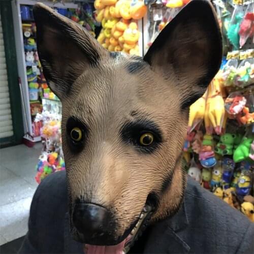 Dog Cosplay Mask Rubber Animal Carnival Animal Mask Halloween Masquerade Mask funny Spoof Creepy Masker Show Party