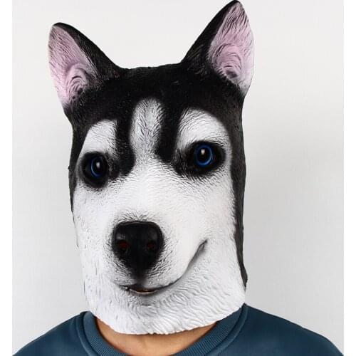 Dog Head Mask Novelty Halloween Animal Costume Party German Shepherd Dog Siberian Husky Funny Latex Headgear