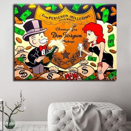 Modular Pictures Alec Monopoly Canvas Wall Art Graffiti Paintings Printed Champagne Poster Living Room Beauty Home Decor Frame