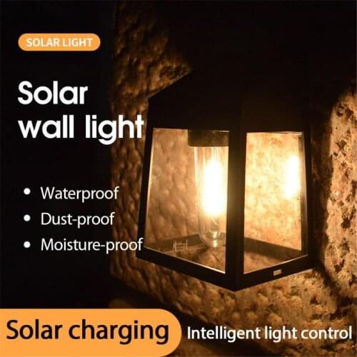 2pcs Solar Wall Lamps Outdoor Household Garden Decoration Waterproof 2W Polysilicon Tungsten Wire Intelligent Solar Porch Lights