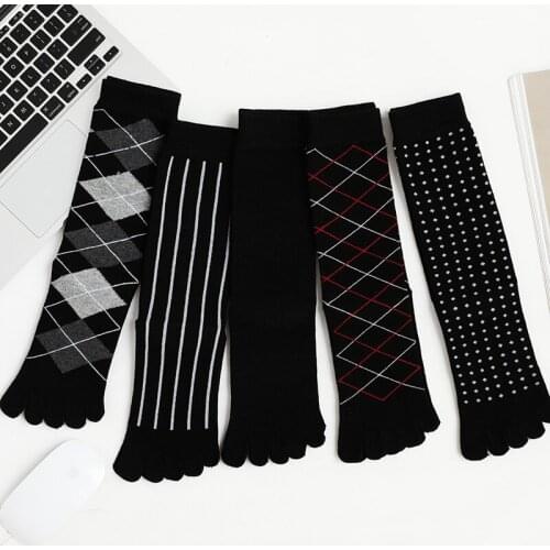 Mens Business Toe Socks Comfortable Casual Cotton 5 Finger Designer Socks Screw Tube Socks Gifts for Men