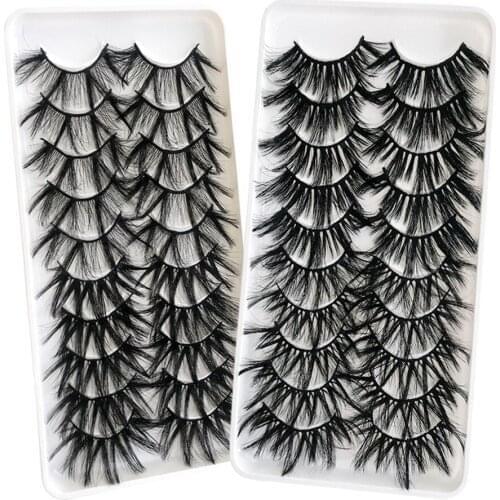 NEW 10 Pairs 25mm 3D Soft Mink False Eyelashes Handmade Wispy Fluffy Long Fake Lashes Natural Eye Extension Makeup Kit Cilios