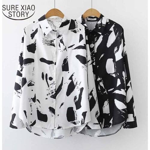 Casual Lapel Cardigan Shirt 2021 Autumn New Fashion Women Floral Tops Printed Long Sleeve Korean Style Blouse Blusas Mujer 11326