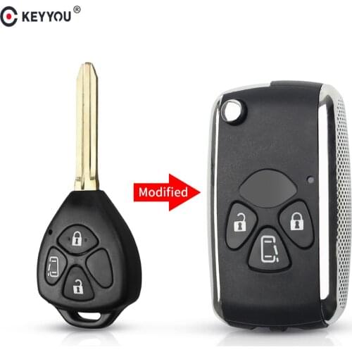 KEYYOU Remote Key Shell For Toyota Camry Yaris Corolla RAV4 Hilux Vitz Crown Avalon Venza REIZ 2007-2011 Toy43 Blade 3 Buttons