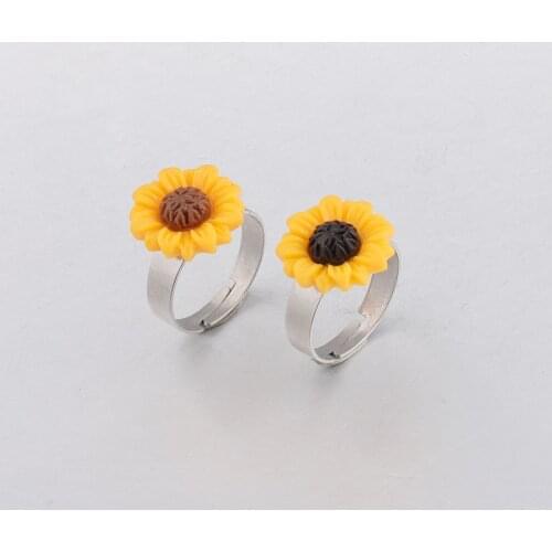 Daisy Sunflower Resizable Rings Rose Flower Stainless Steel Fashion Friendship Jewelry Drop Shipping Party Christmas Gift