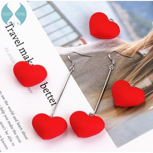 Ritoule DIY handmade jewelry accessories creative red rubber belt hanging love heart earrings earrings pendant pendant material