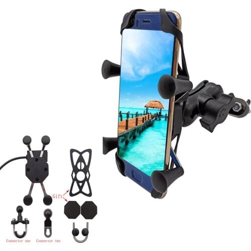 With USB Charger 360 Rotatable Motorcycle Mobile Phone Stand Holder For Suzuki GS550M GSX1100F GSX600 600 750 Katana DL650