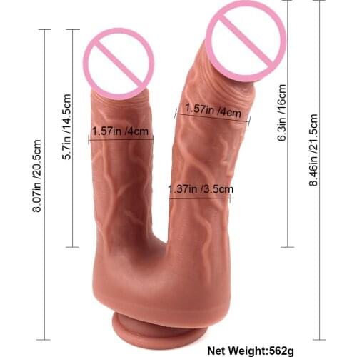 Silicone Double Head Simulation Penis Skin Feeling Realistic Penis Soft Sexy Huge Dildo Female Masturbator Silicone Suction Cup