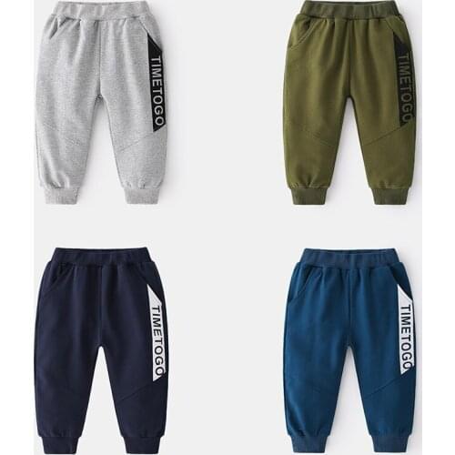 Letter Print Boys New Sports Pants 2021 Spring Autumn Casual Trousers Boys School Sweatpants Kids Cotton Loose Pants