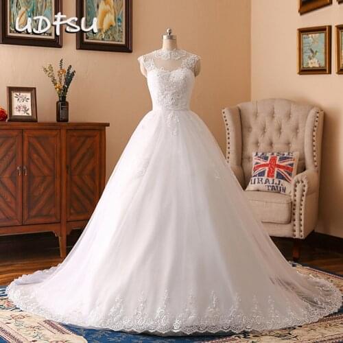 UDFSU Wedding Dress Elegant Bridal dress Floor Length Court Train Dress White Tulle Wedding Gown Sleeveless Wedding Dress