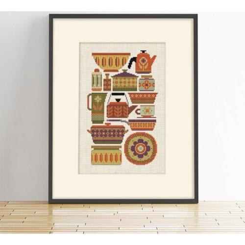 Top Customized Embroidery Retro Kitchen Cross Stitch Kits Baby Blankets with 100% Cotton Floss & Free Shipping for Wall Decor