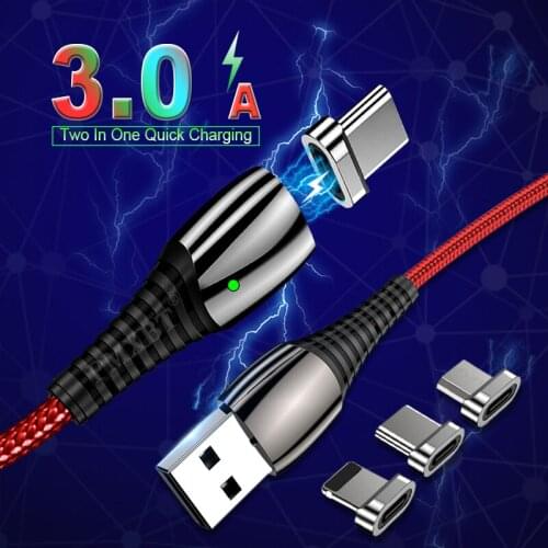 USB Charger Wire Micro USB Type C Cable 3A Fast Charging Magnet Data Cord For iPhone Huawei Xiaomi Mobile Phone Charge USB Cable