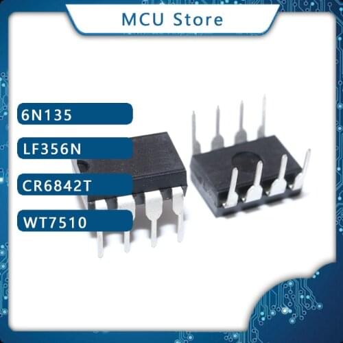10pcs 6N135 DIP8 DIP LF356N LF356P LF356 CR6842T CR6842 WT7510 WT 7510 WT751002 new and original IC High Speed Transistor Output