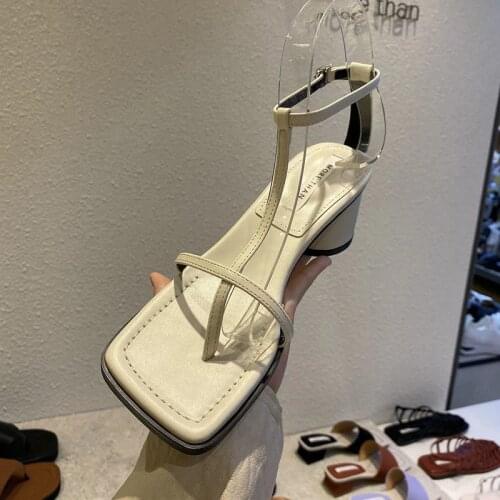 2021NewSummer Women Roma Sandals High Heels Ins Blogger Indie Folk Vintage Women Shoes Leopard Women Fashion Sandals Square Head