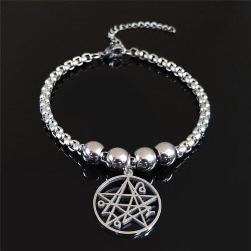 Necronomicon Stainless Steel Bracelete Women Satanic Pendant LOVECRAFT CTHULHU patchsatanic PIN jewelry pulseira B3546S03